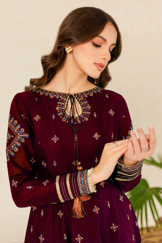 Best Selling - HREEM 02 PC EMBROIDERED MAROON SUIT