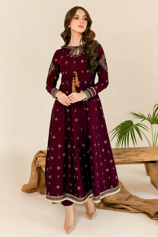 Best Selling - HREEM 02 PC EMBROIDERED MAROON SUIT